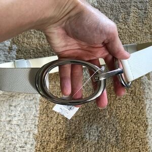 Chico’s Chloe High Hip Belt Ivory Silver Sz S/M